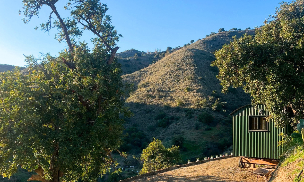 shepherd's hut in spanish landscape